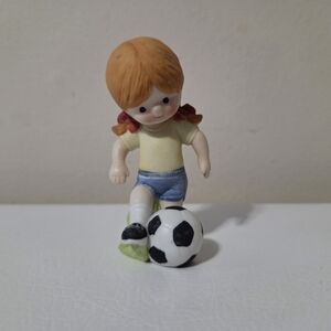 Enesco 1982 Country Cousins Katie Playing Soccer Figurine